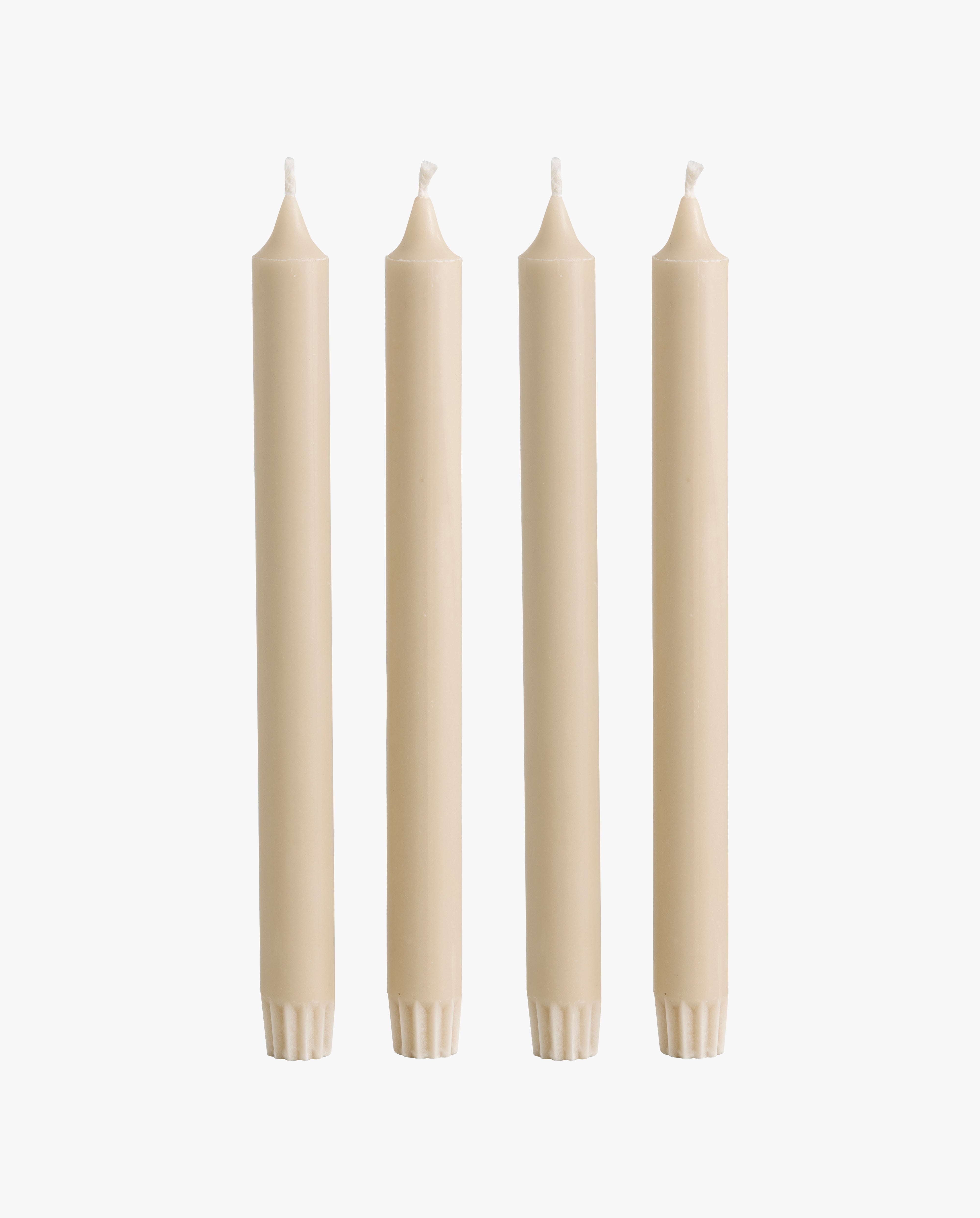 CANDLE, stearinlys, sæt m/4, 25cm - beige