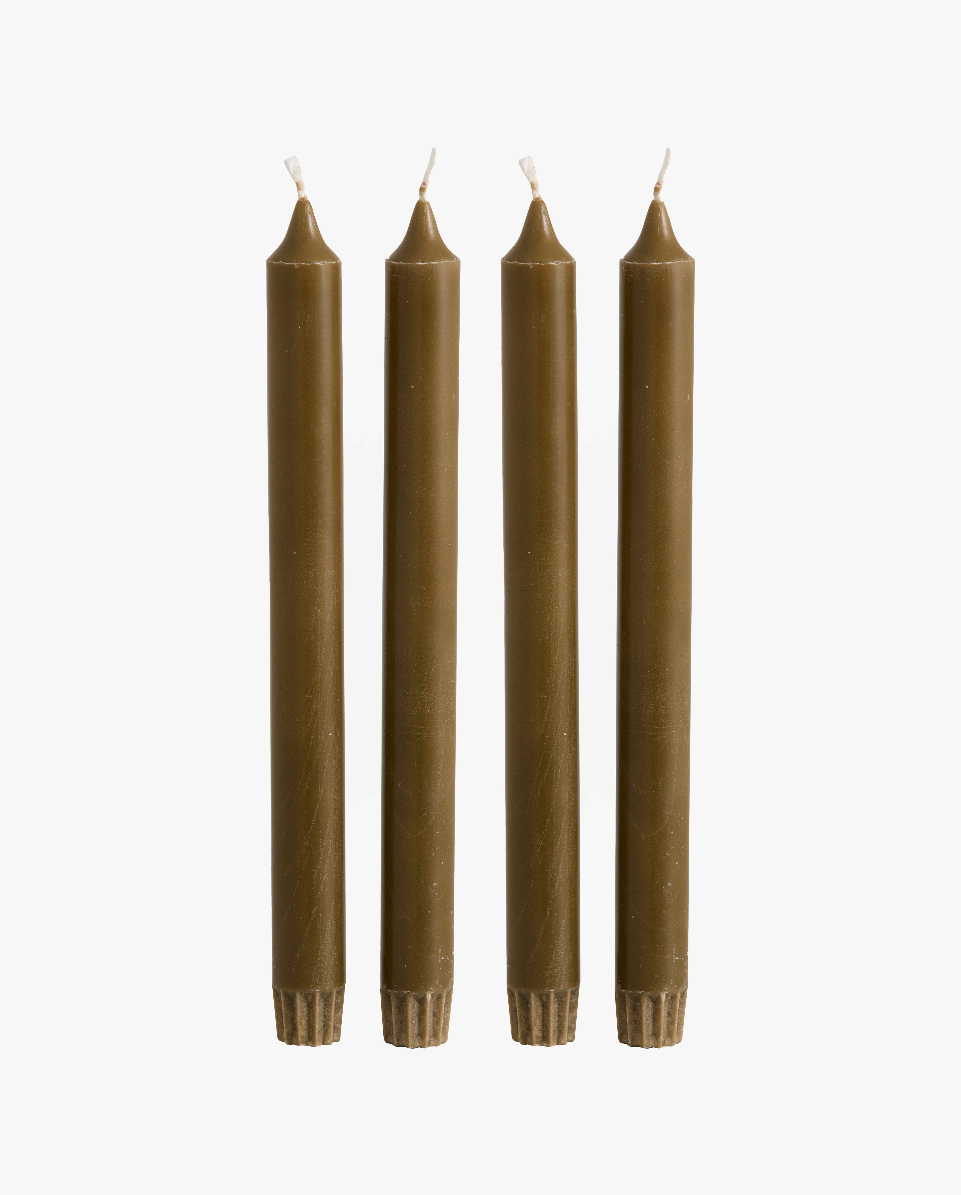 CANDLE, stearinlys, sæt m/4, 25cm - grøn