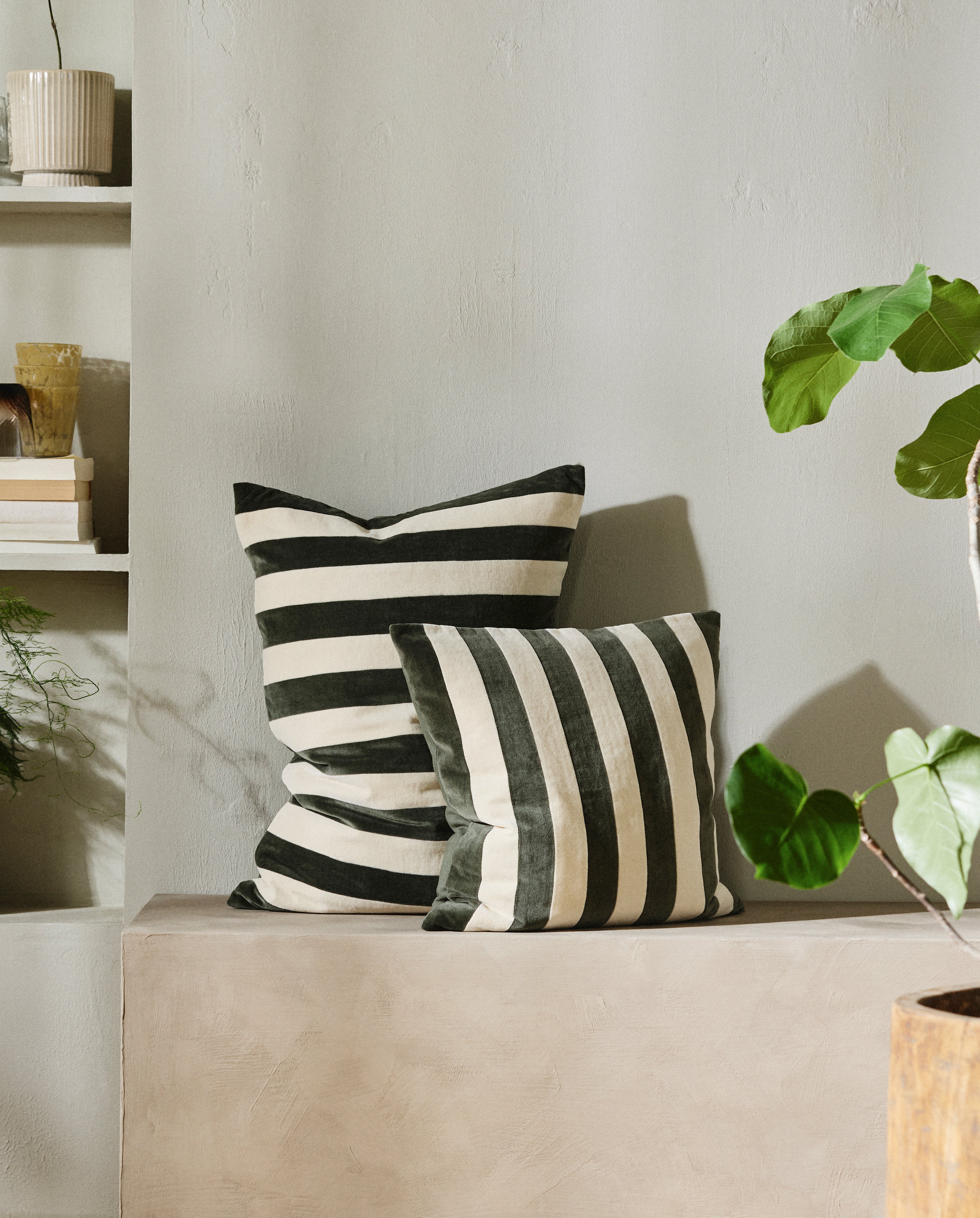 ALHENA pudebetræk - hvid/grøn