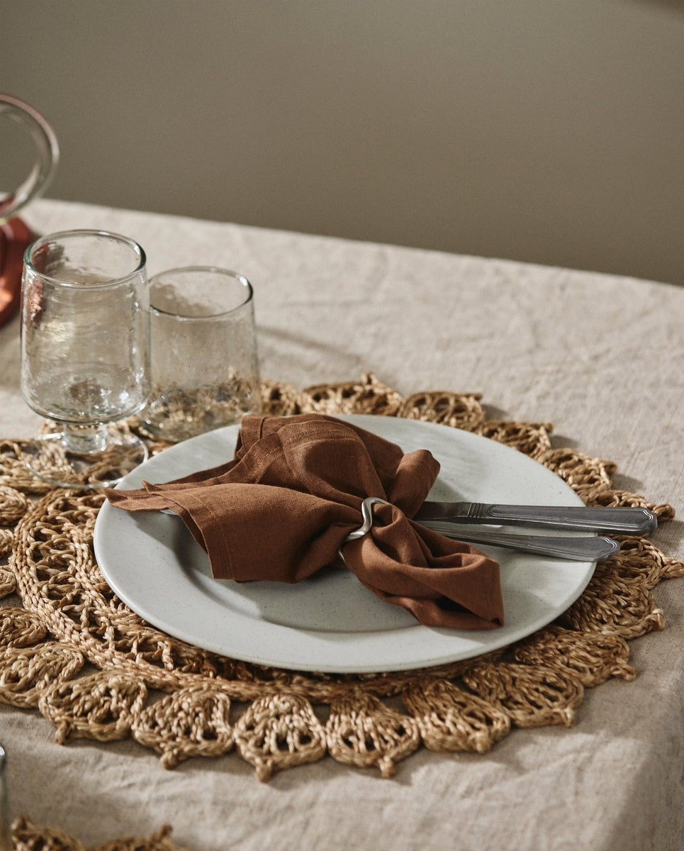 Stofserviet i bomuld - 40x40 cm - brun