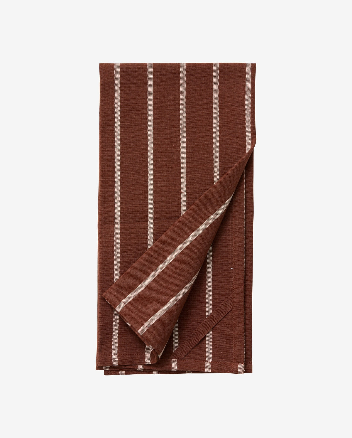 KINU viskestykke, stribet - bordeaux/beige