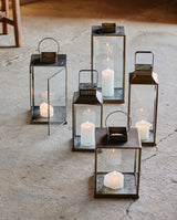 ANTIQUE lanterne i jern - h42 cm - guld finish