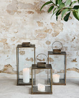 ANTIQUE lanterne i jern - h35 cm - guld finish