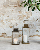 ANTIQUE lanterne i jern - h38 cm - guld finish