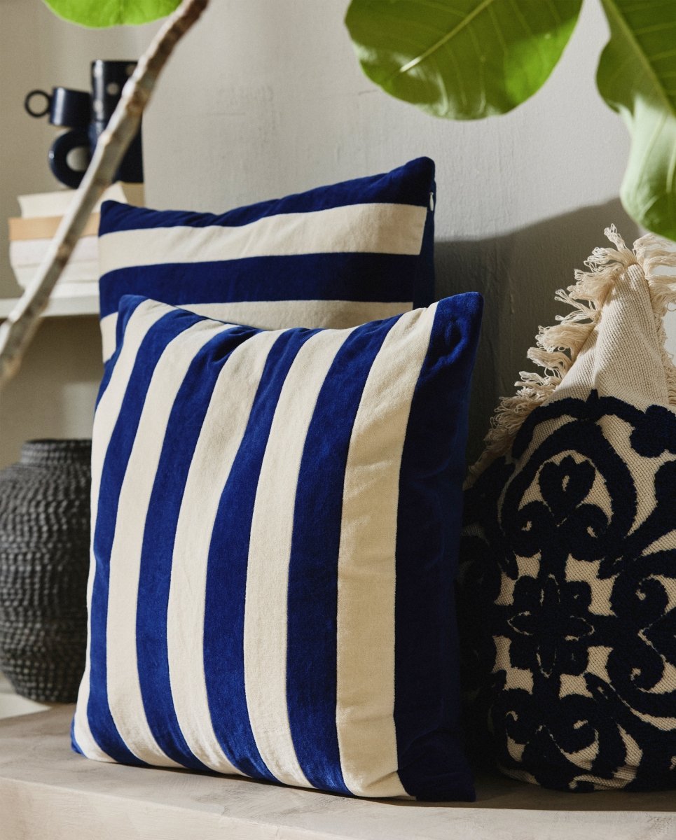 ALHENA pudebetræk - hvid/blå - nordal.dk