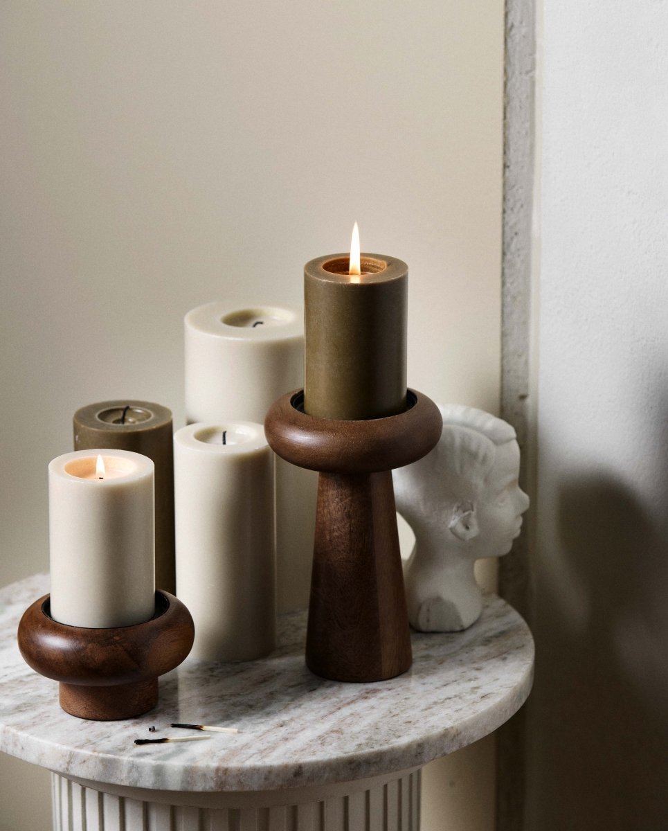 CANDLE, bloklys, 6,8x10cm - beige - nordal.dk