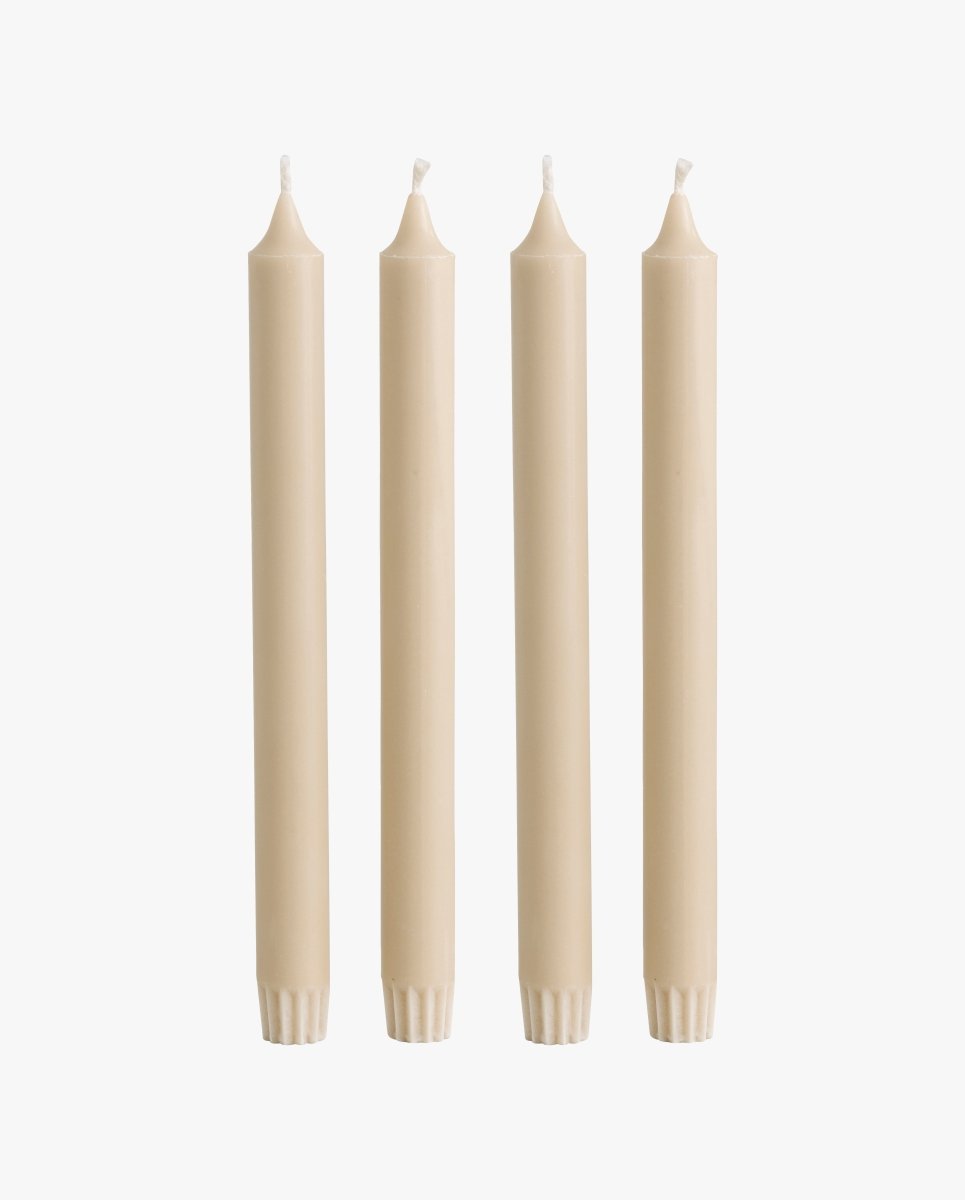 CANDLE, stearinlys, sæt m/4, 25cm - beige - nordal.dk