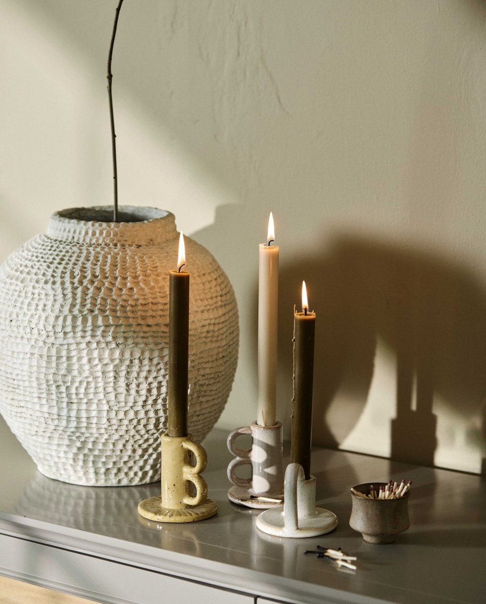 CANDLE, stearinlys, sæt m/4, 25cm - grøn - nordal.dk