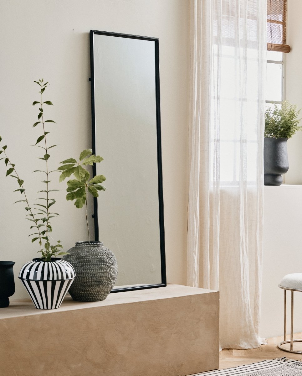 DOWNTOWN spejl med jernramme - h150 cm - sort - nordal.dk
