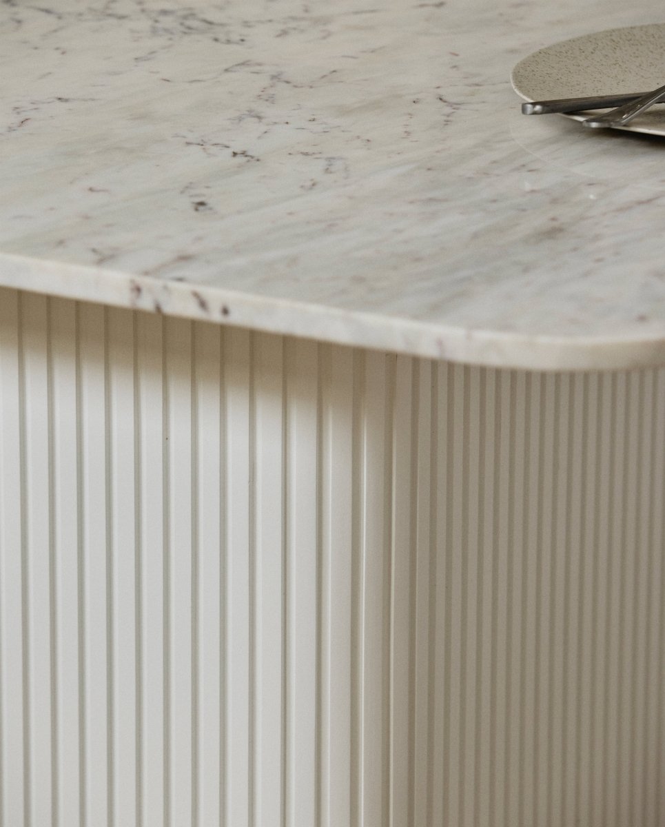 ERISO spisebord i træ og marmor - råhvid - nordal.dk