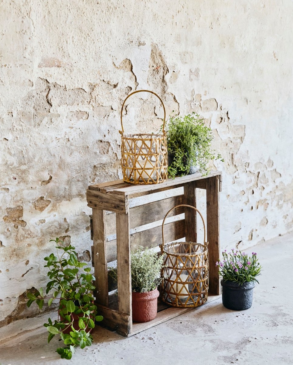 GHIZO lanterne i sukkerrør - large - h22 cm - natur - nordal.dk