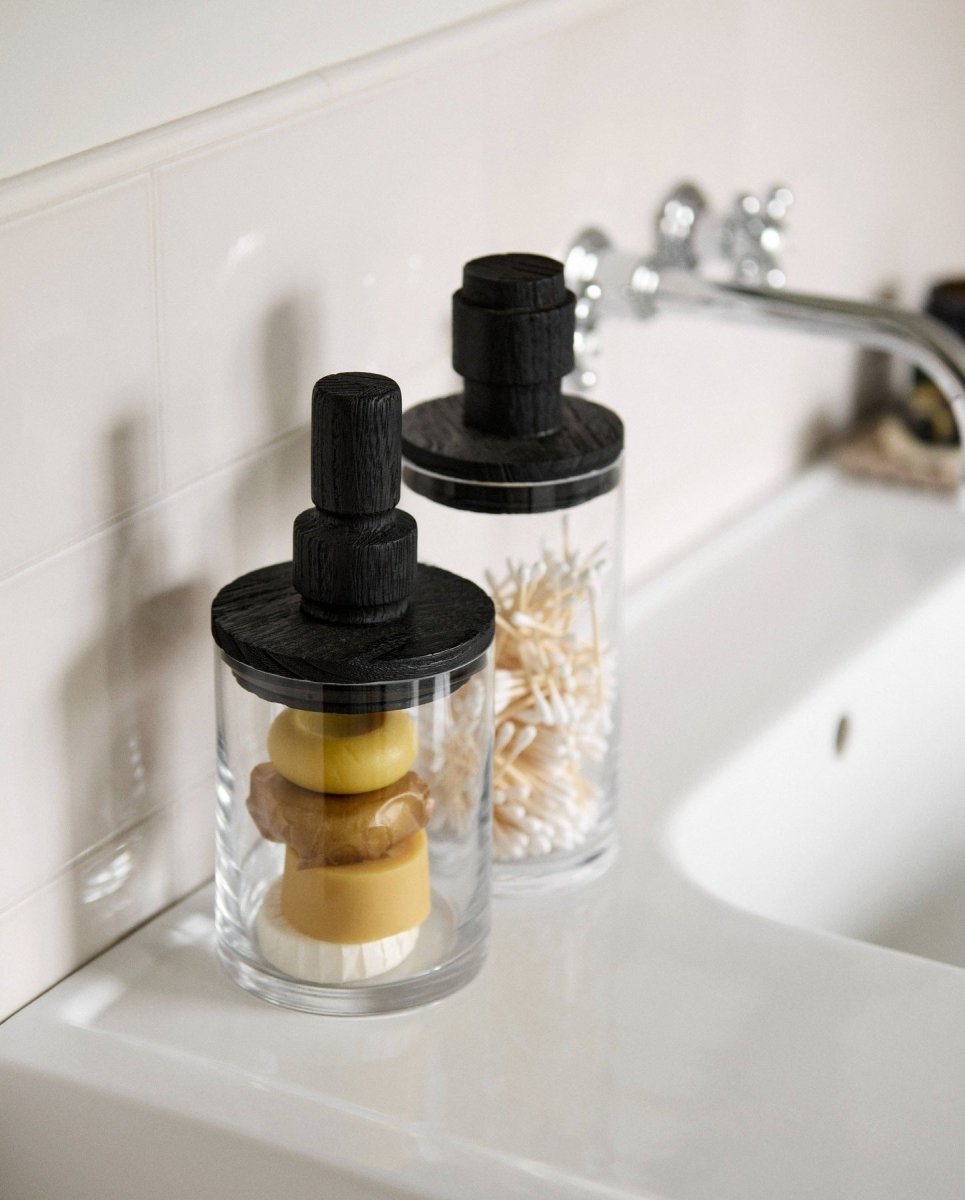 SALVIE opbevaringsglas med låg i sort, L - klar - nordal.dk