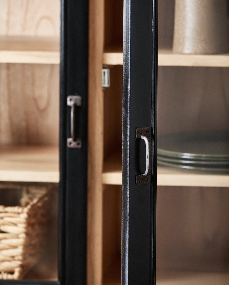 VIVA vitrineskab i træ - 210x148 - sort/natur - nordal.dk