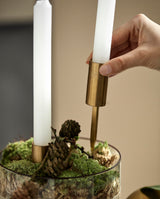 KURA lysholder i jern med spyd - h12 cm - guld finish