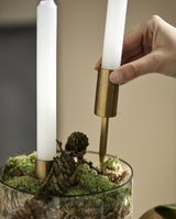 KURA lysholder i jern med spyd - h12 cm - guld finish