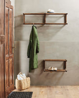 MAU træhylde med knager / skohylde - L120 cm - natur