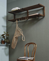 MAU træhylde med knager / skohylde - L120 cm - natur