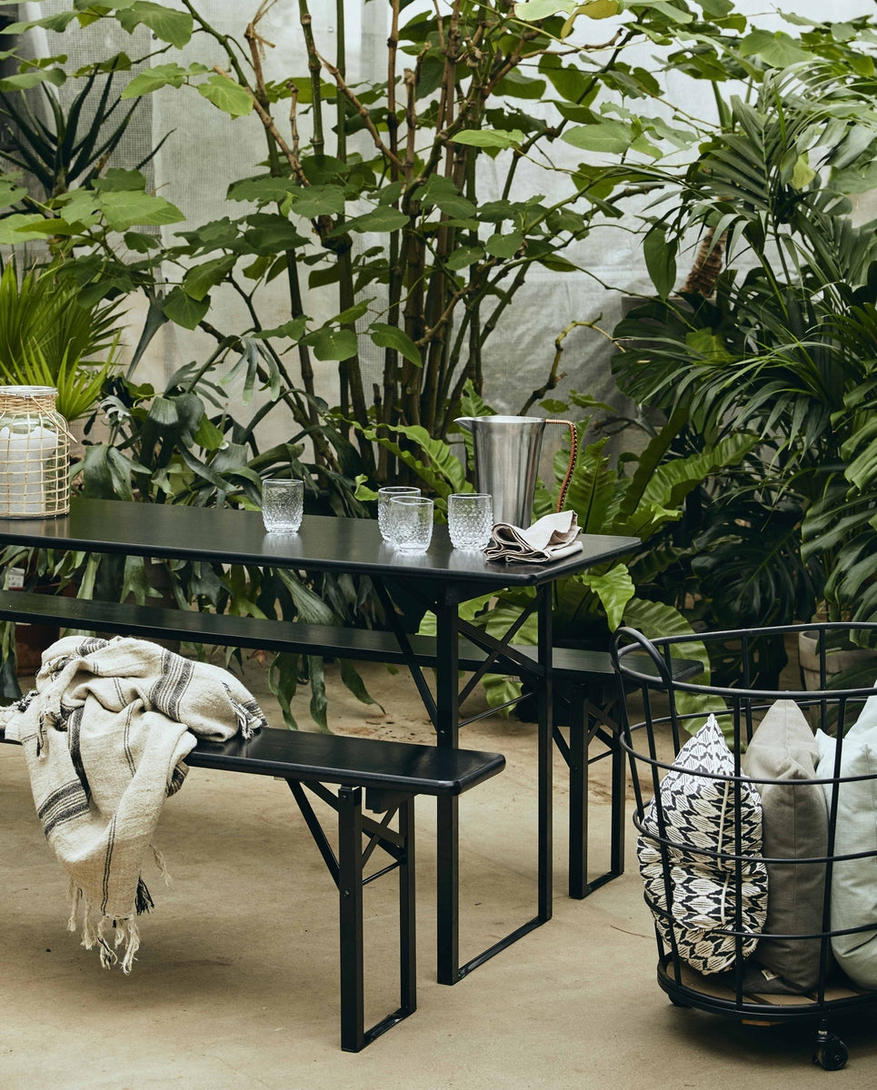 Havesæt med bord og bænke - 160x60 - sort