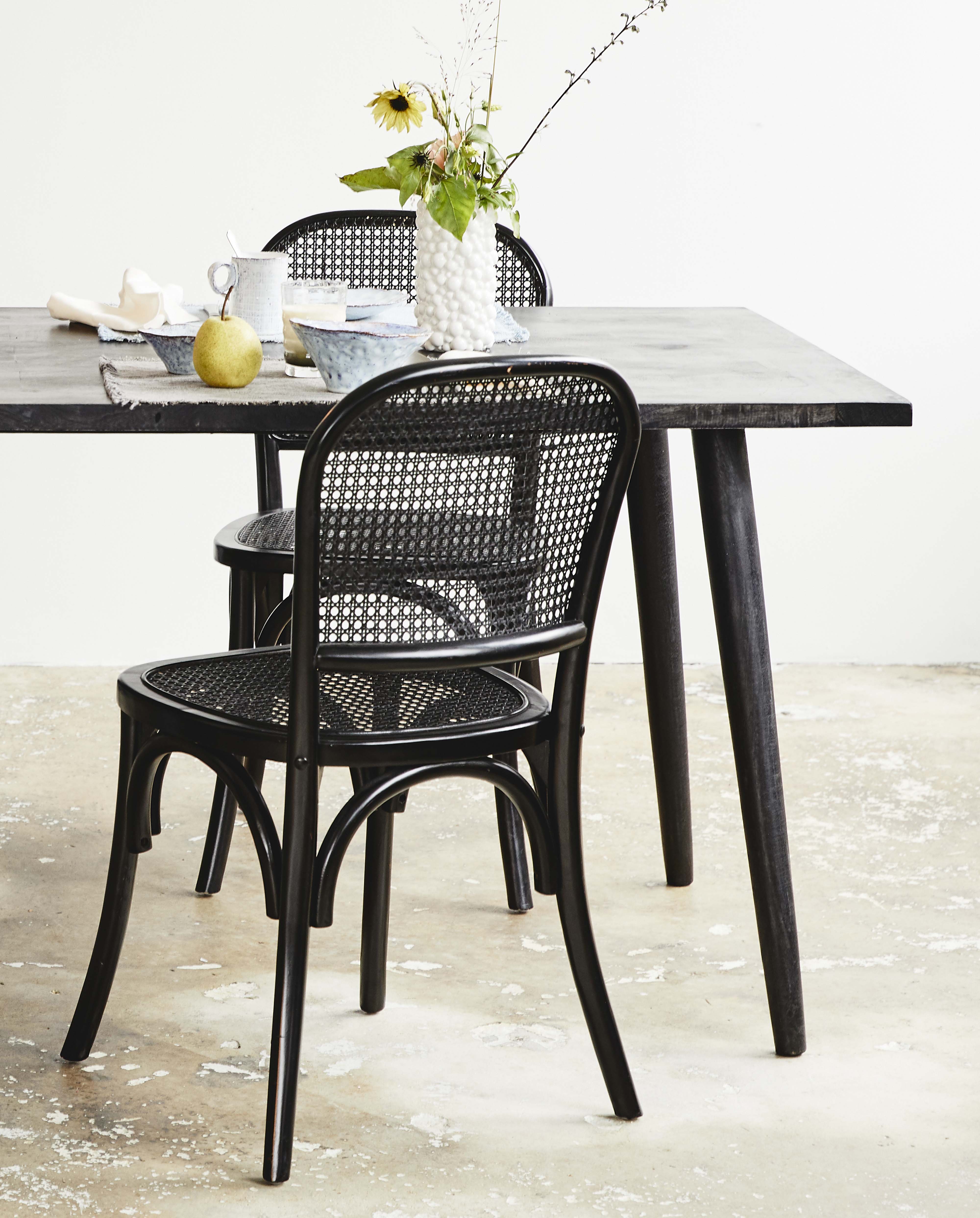 WICKY spisebordsstol med flet - sort