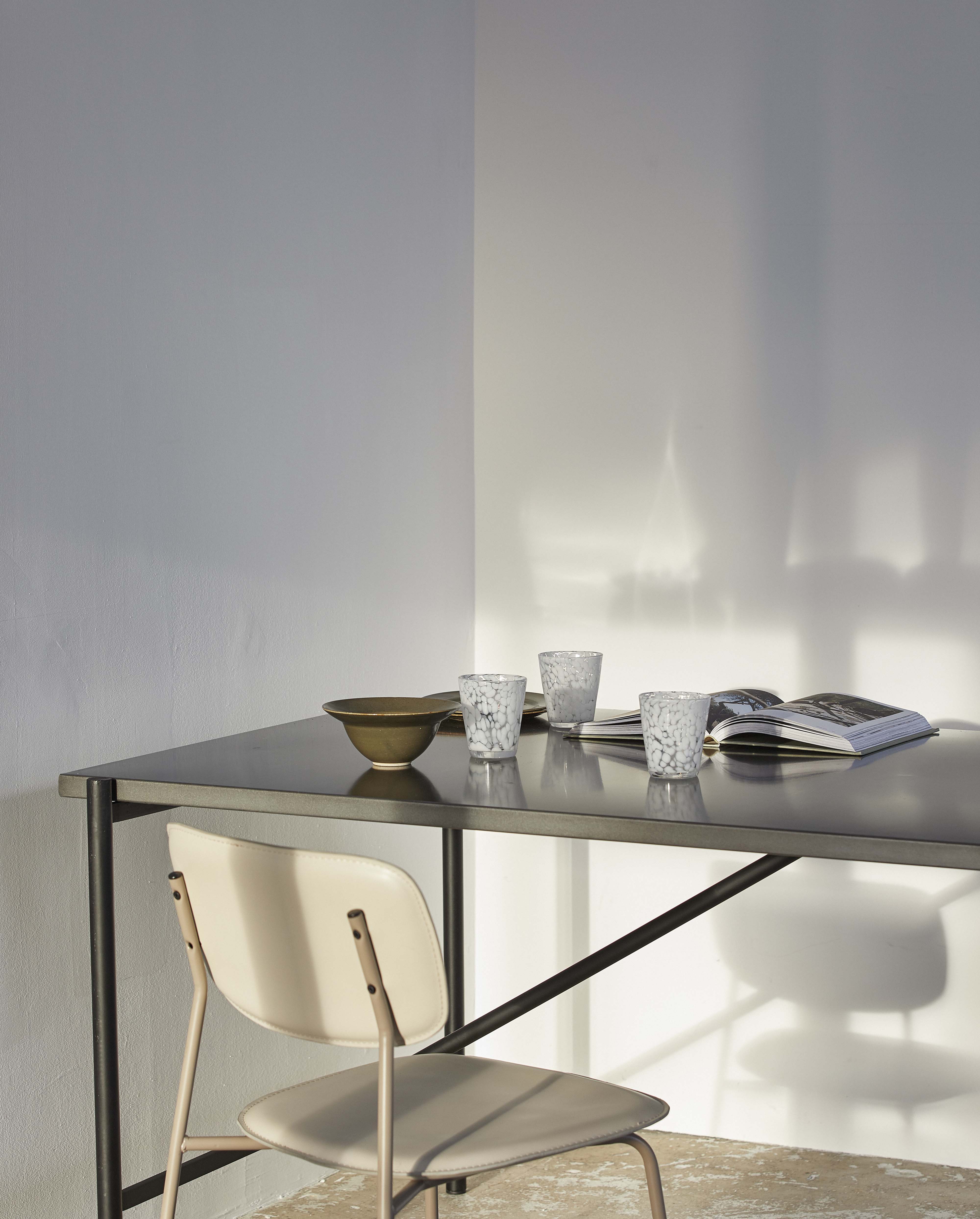 TEPIN drikkeglas med mønster - h10 cm - klar glas/hvid