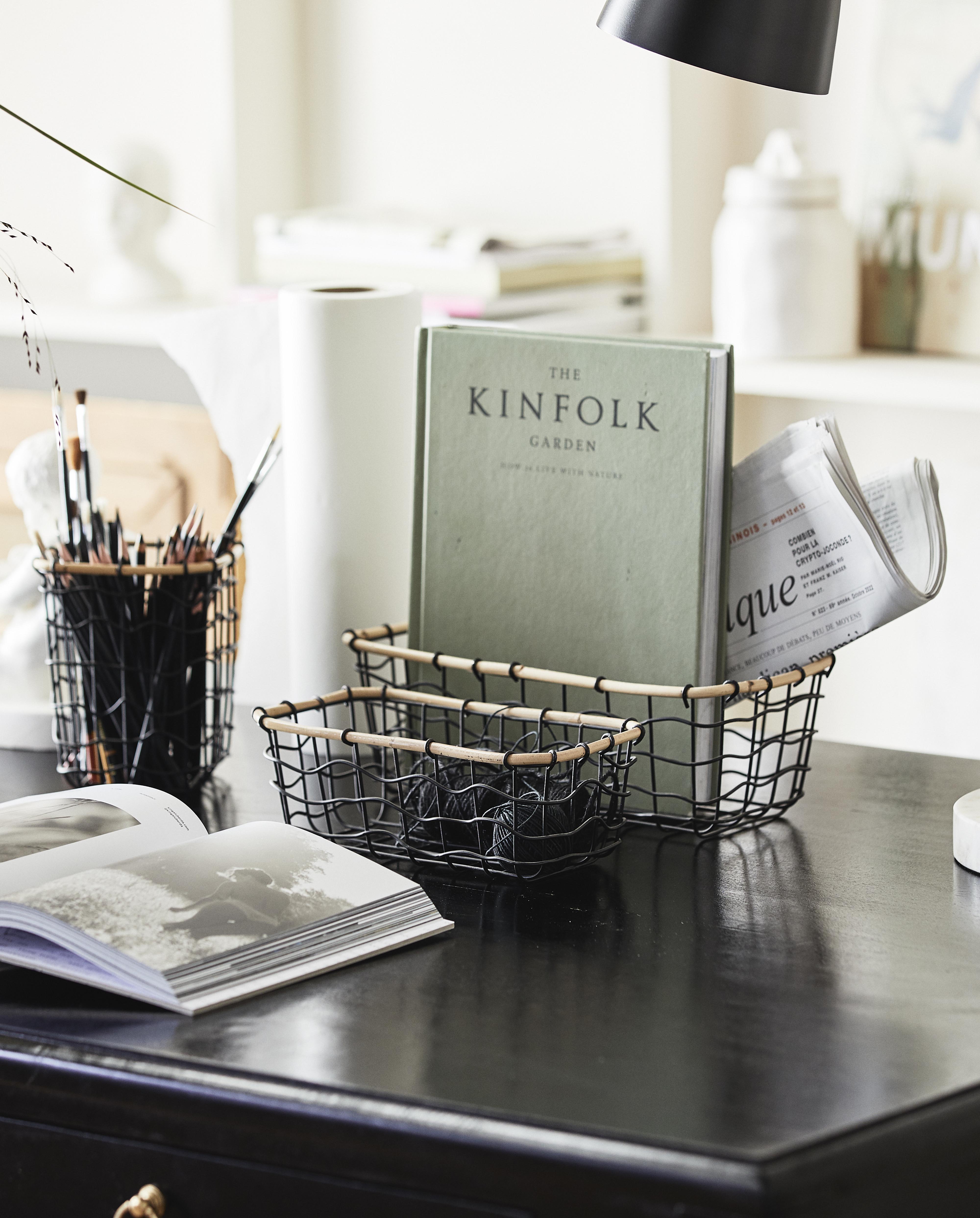 HANA opbevaringskurv i sort metalflet, S - sort