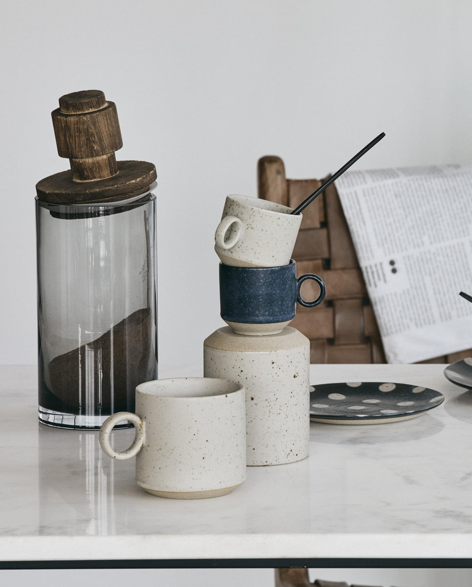 GRAINY espresso kop i keramik m/hank - mørkeblå