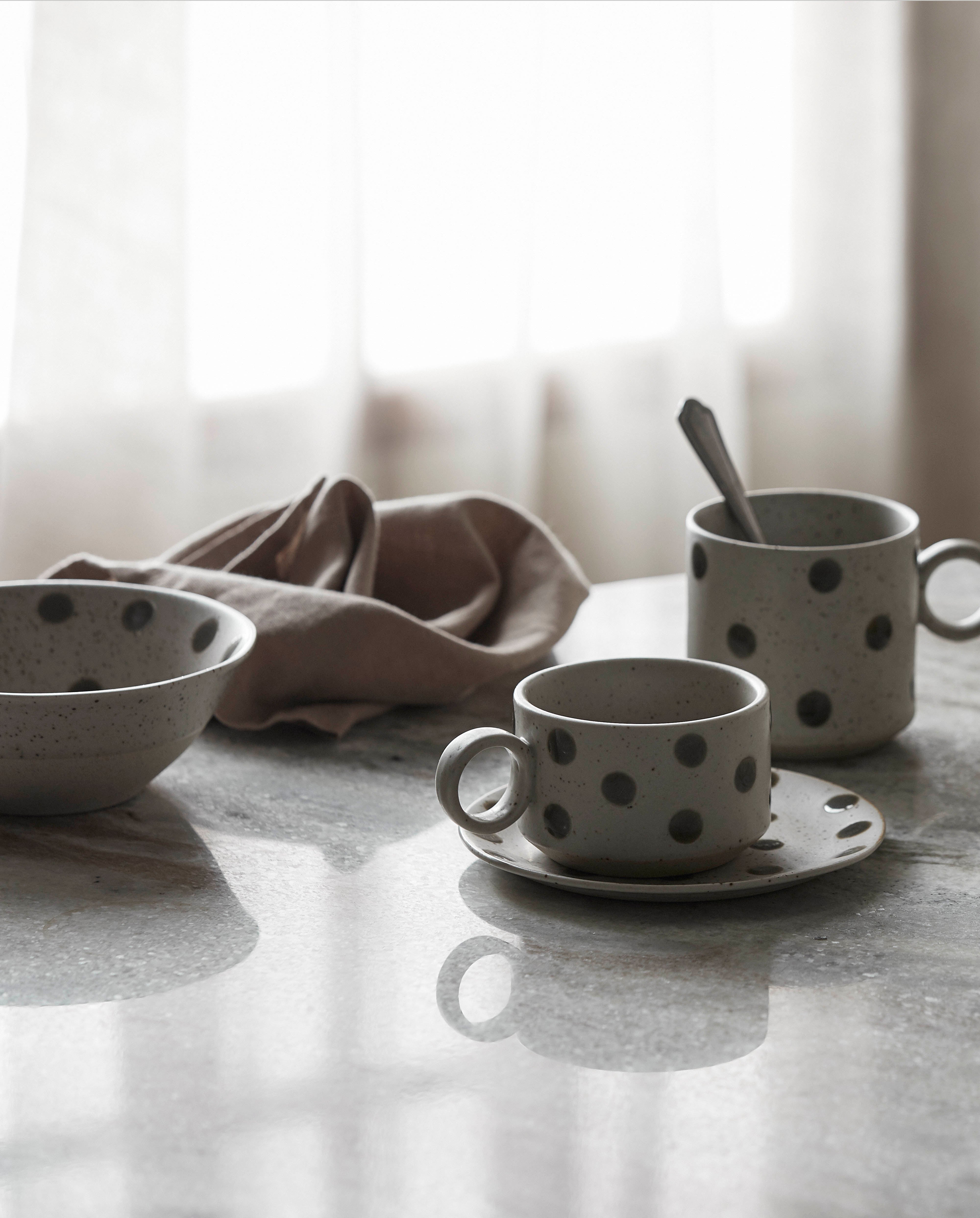 GRAINY skål i keramik - ø15 cm - sand/grøn