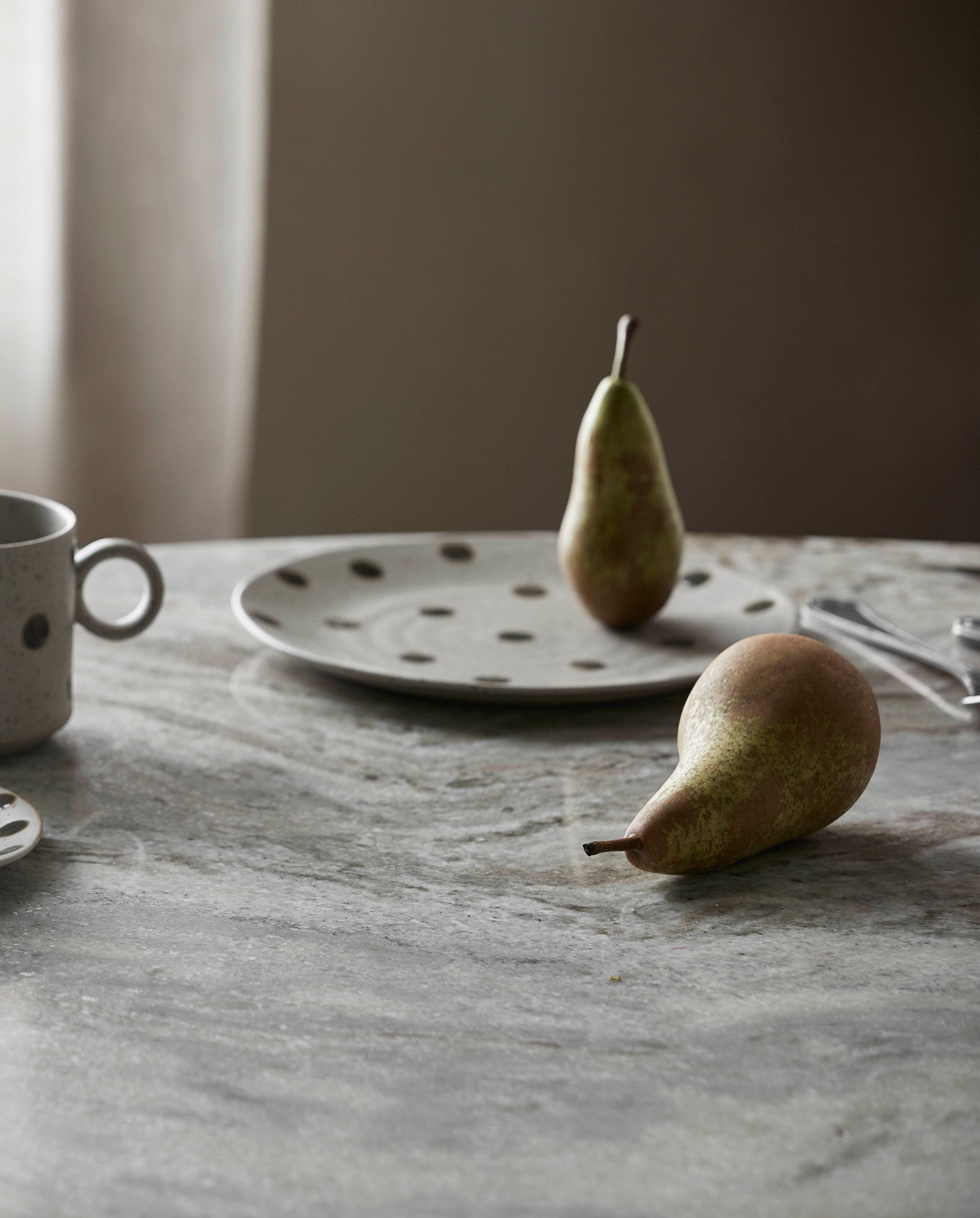 GRAINY frokosttallerken i keramik - ø21 cm - sand/grøn