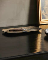 DANNA bakke/lysfad i aluminium - 38,5x18 cm - antik messing