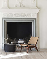 ERIE rundt sofabord i træ og marmor - ø90 cm - sort