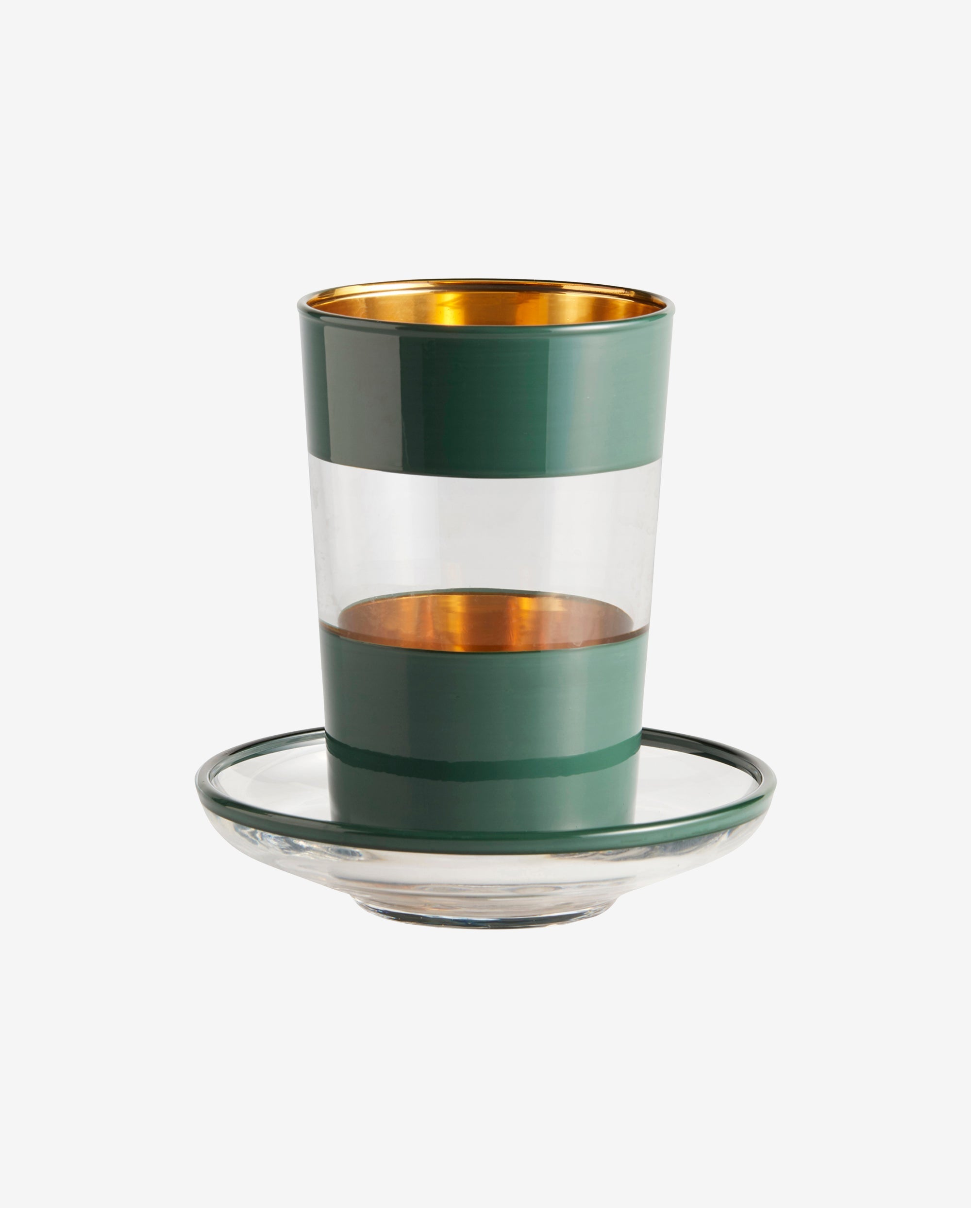 Teglas med underkop - h10 cm - mørkegrøn