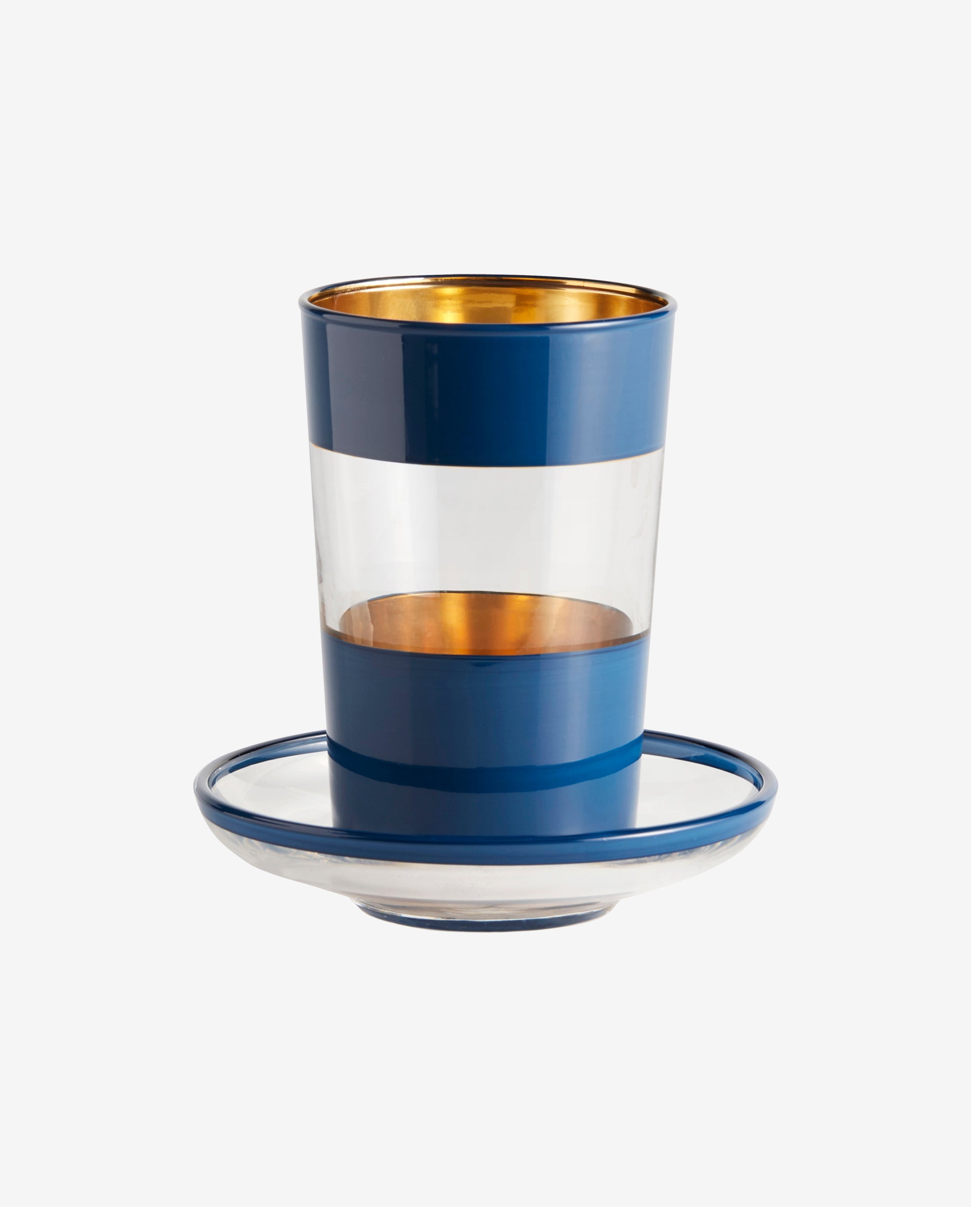 Teglas med underkop - h10 cm - blå