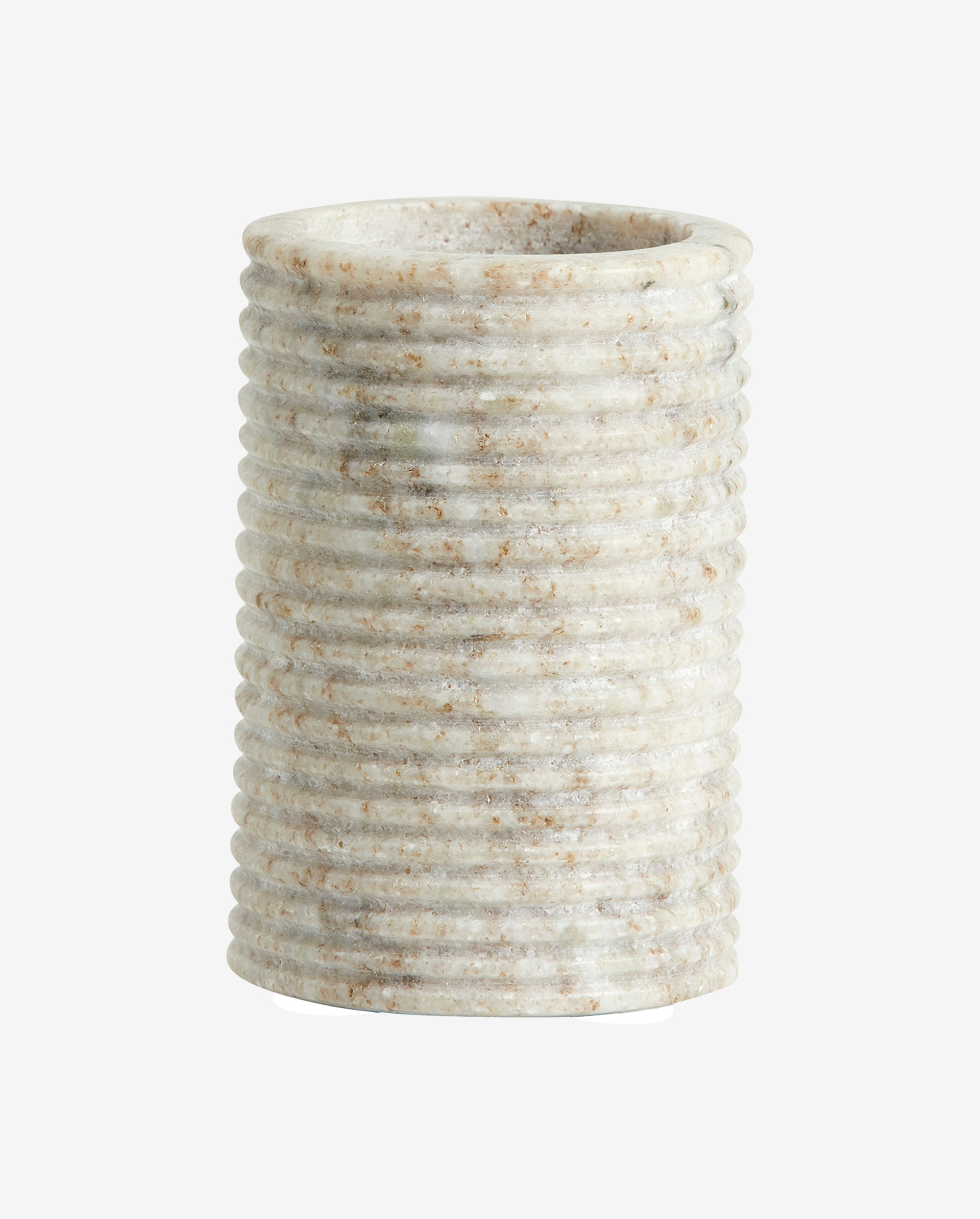 OTOK fyrfadsstage i marmor - medium - h8,5 cm - lys brun