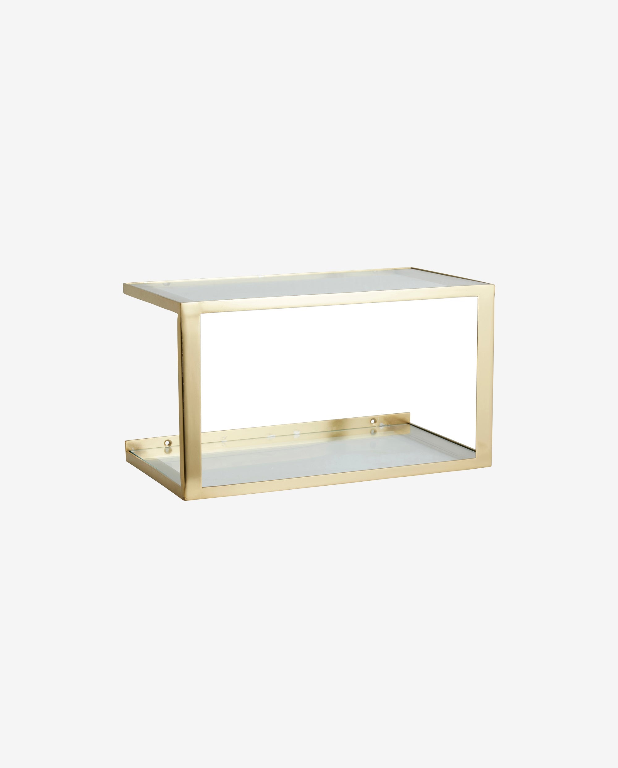 NERA hylde/sengebord i metal med glas - 36x20 cm - guld finish