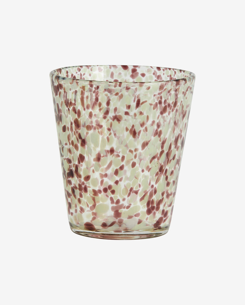 TEPIN drikkeglas med mønster - h10 cm - klar glas/brun/grøn