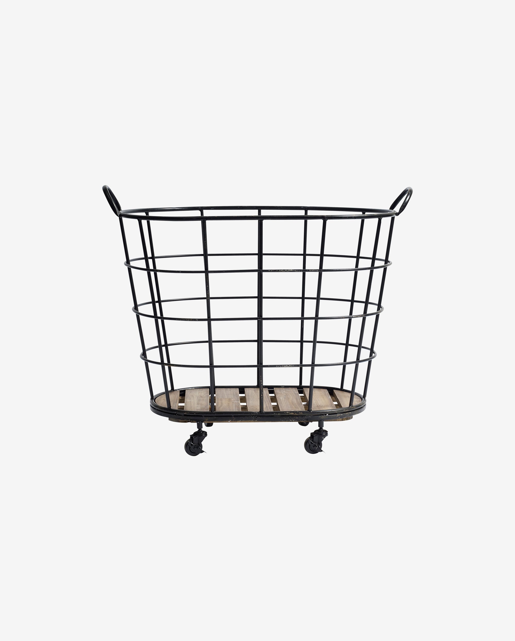 DOWNTOWN trådkurv med hjul - h73 cm - sort