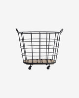 DOWNTOWN trådkurv med hjul - h73 cm - sort