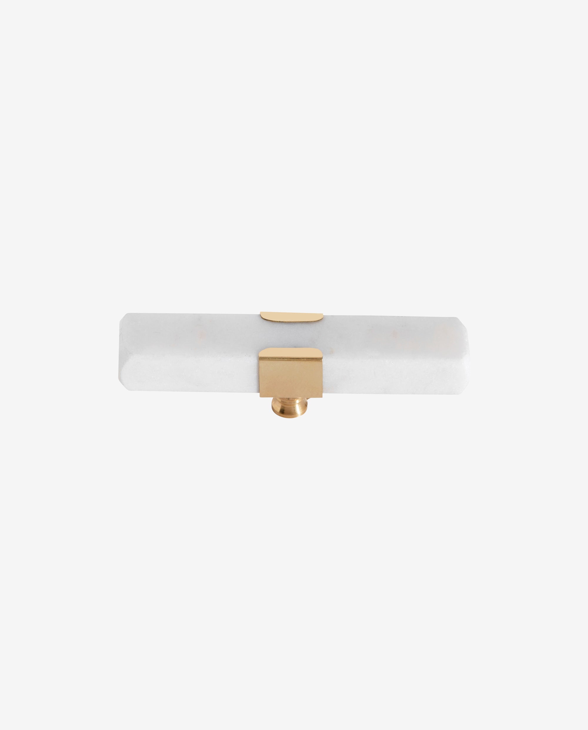 Knage / krog i marmor og messing - l8 cm - hvid