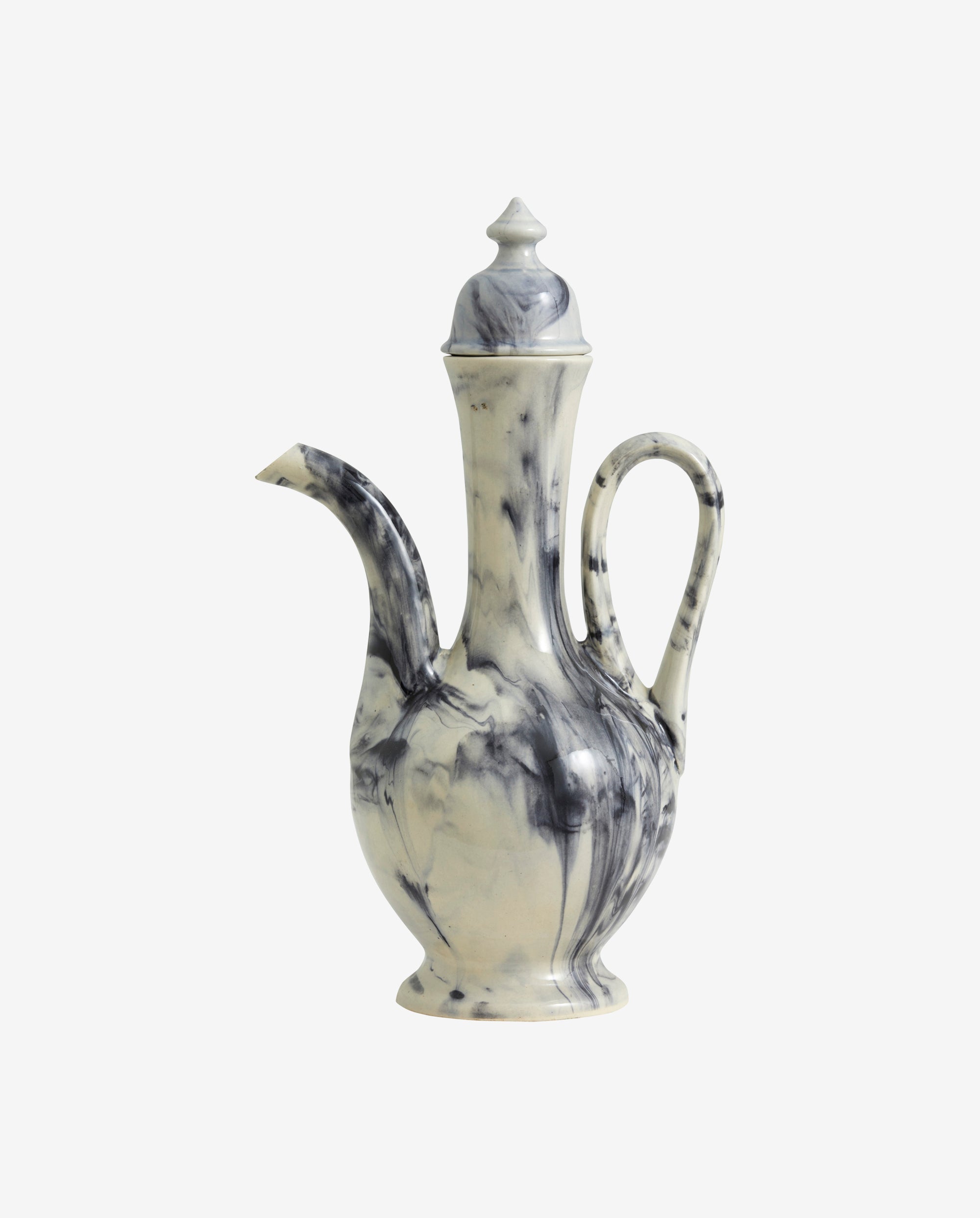 CASCADE kaffekande i stentøj - h38 cm - hvid/sort