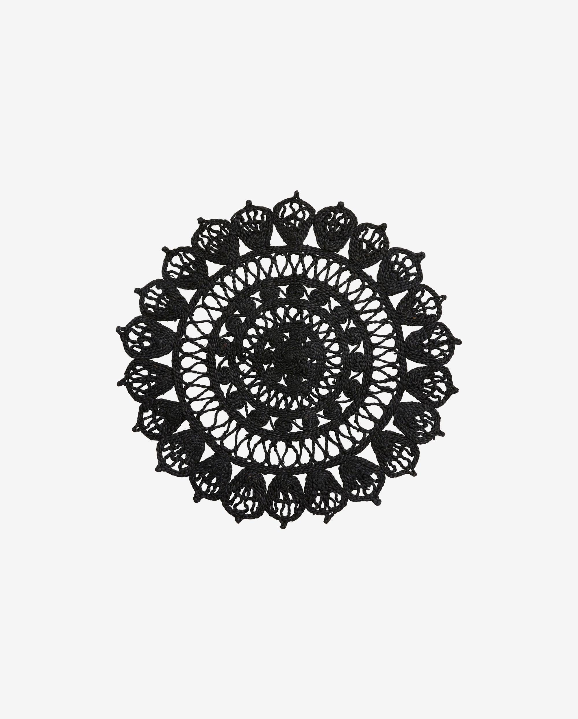 DOORY rund dækkeserviet i jute m/mønster - ø45 cm - sort