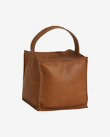 COOK dørstopper i læder med hank - 12x12 cm - brun