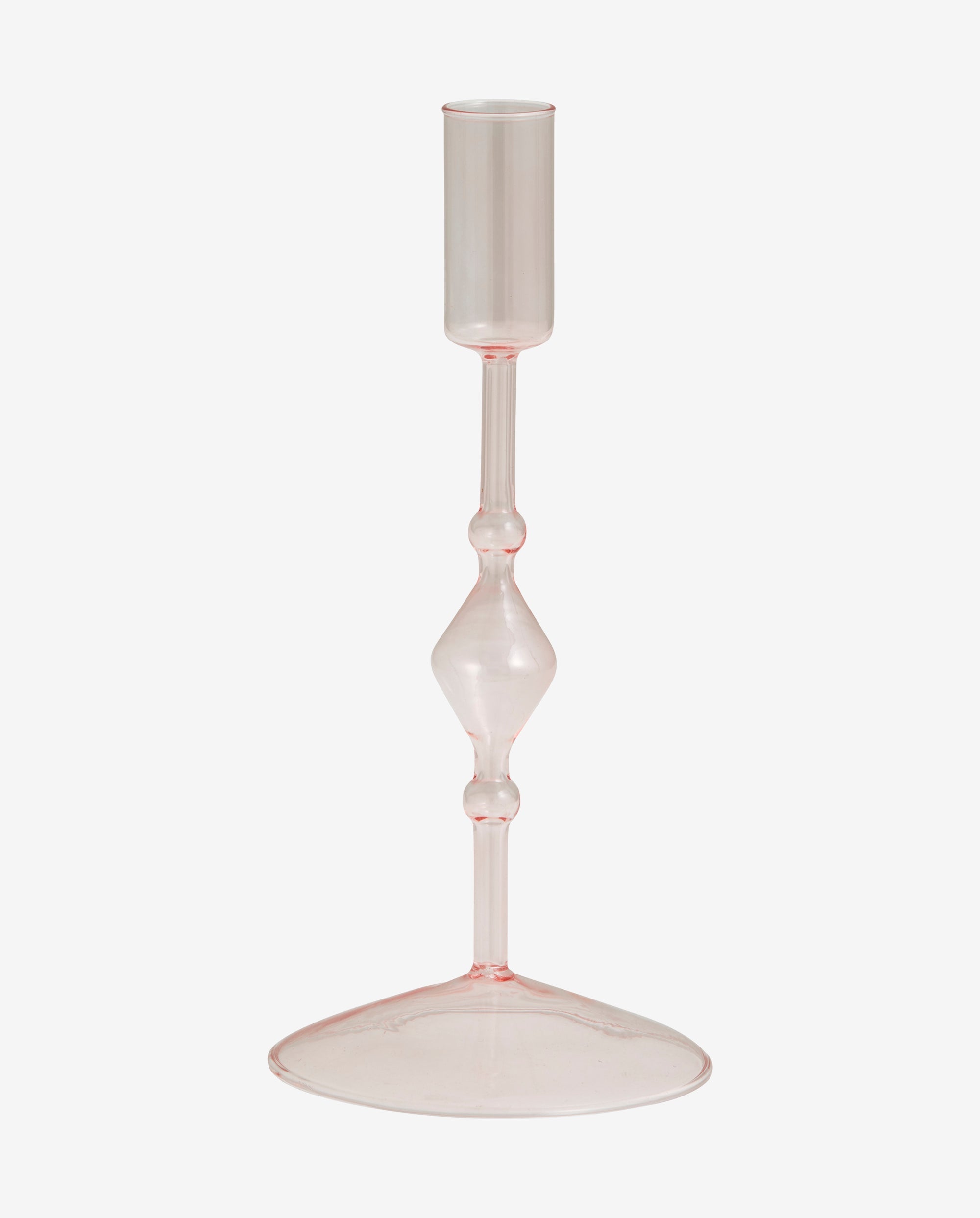 CHIROS lysestage i glas - h22 cm - lys pink