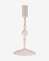 CHIROS lysestage i glas - h22 cm - lys pink