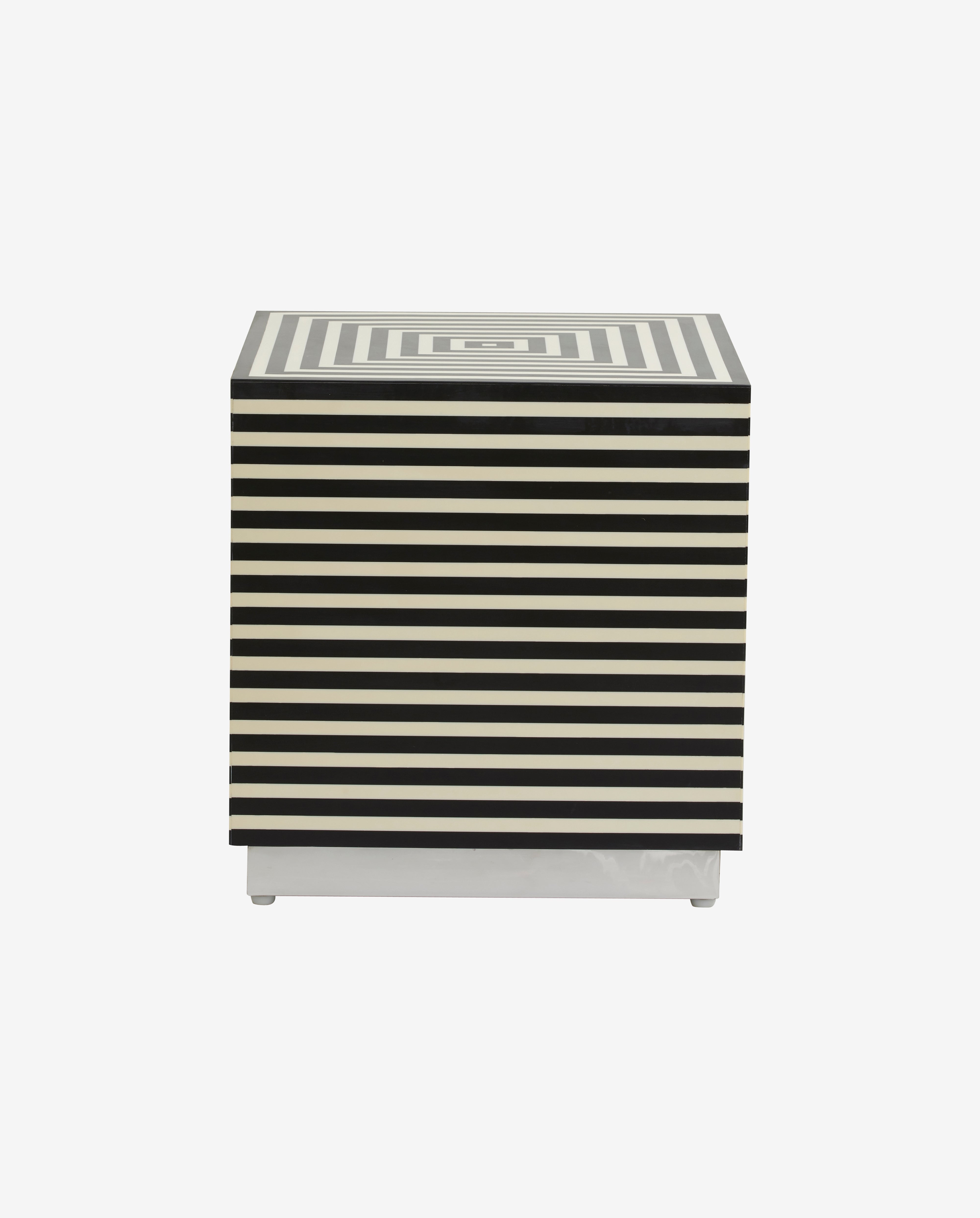 TAURA bord - sort/råhvid