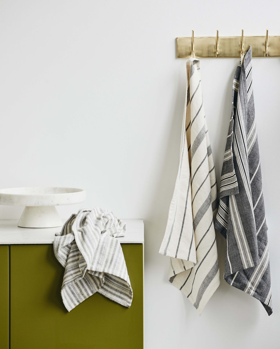 ORION viskestykke i bomuld - 50x70 cm - off white/sort