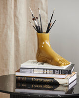 ARUBA vase i keramik - h19,5 cm - sennep