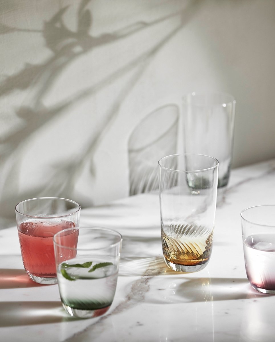 GARO drikkeglas - h9,5 cm - klar glas/ravgul - nordal.dk