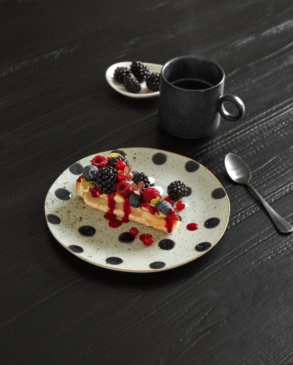 GRAINY frokosttallerken i keramik - ø21 cm - sand/blå - nordal.dk