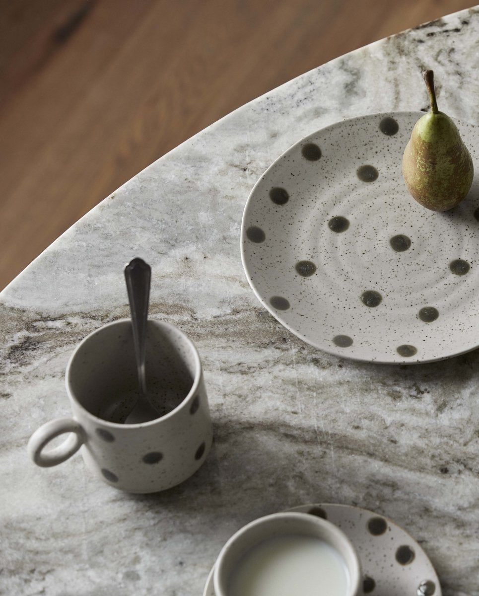 GRAINY krus i keramik m/hank - h8 cm - sand/grøn - nordal.dk