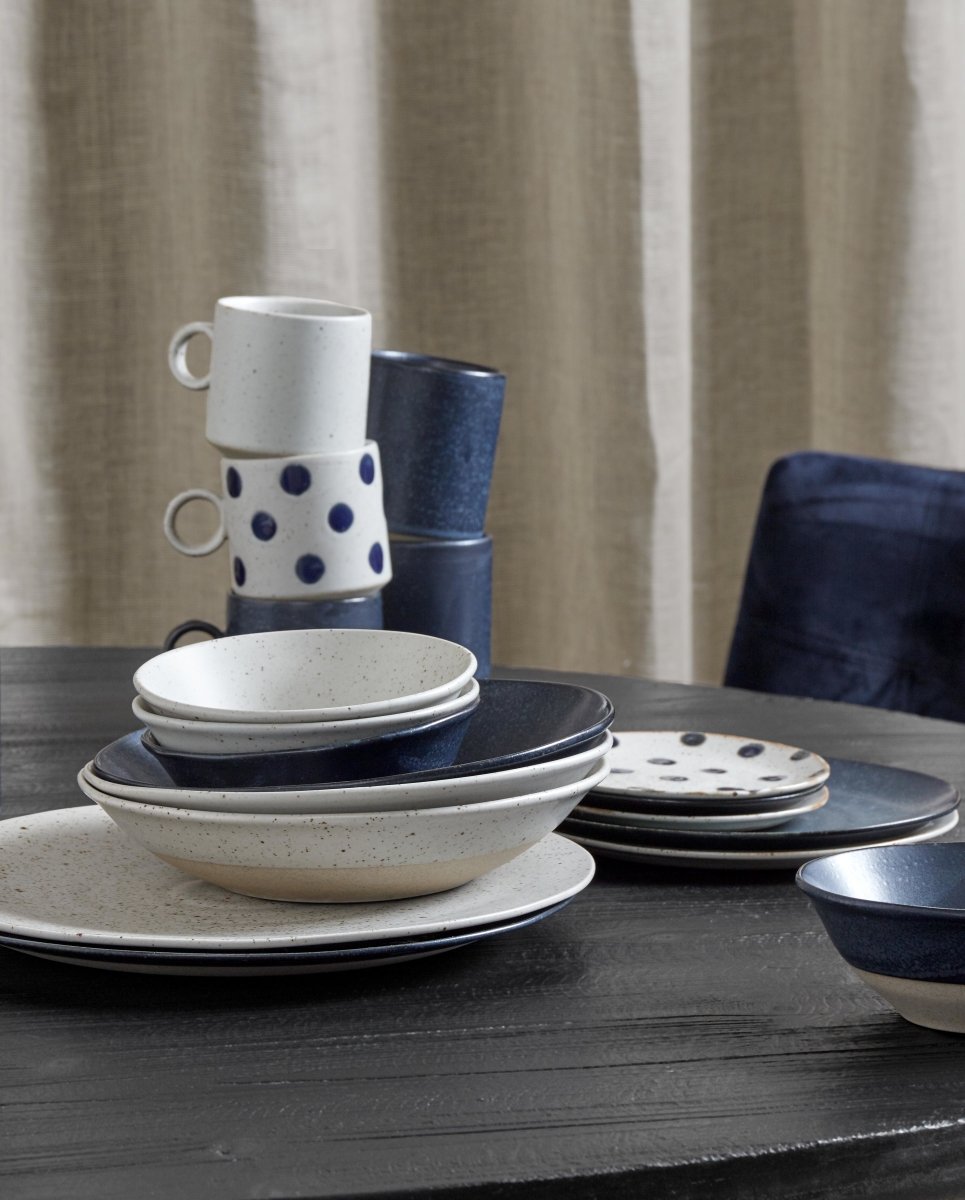 GRAINY underkop / kagetallerken - ø14 cm - sand/blå - nordal.dk